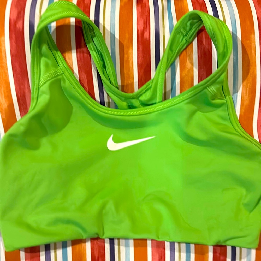 I am selling a Nike sports bra. It is a neon green color. It is a size small.